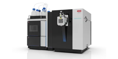 Thermo Scientific Orbitrap Isora MS paired with the Vanquish Duo UHPLC system for isotope ratio mass spectrometry analysis, shown against a white background.