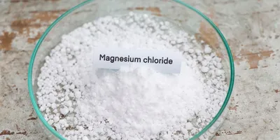 Magnesium chloride displayed on a dish, relevant for magnesium recovery process.