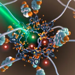 Molecular network illustration depicting polymer characterization techniques.