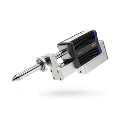 Bruker XFlash 7 energy dispersive X-ray spectroscopy detector with finned heat-sink body, blue accent lighting, and pointed probe, shown on white background.