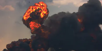 Fire and smoke erupting from a chemical facility