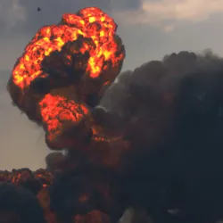 Fire and smoke erupting from a chemical facility