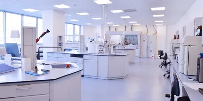 Medical and health bright lab laboratory indoor with instruments test tubes