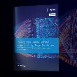 Genomics eBook thumbnail on stylized background
