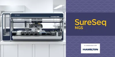 A Hamilton STAR liquid handling workstation configured for automated SureSeq NGS library preparation in a clinical genomics laboratory setting.