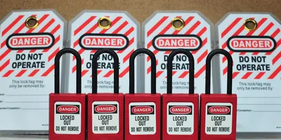 Lockout Tagout locks in a row
