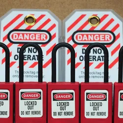 Lockout Tagout locks in a row